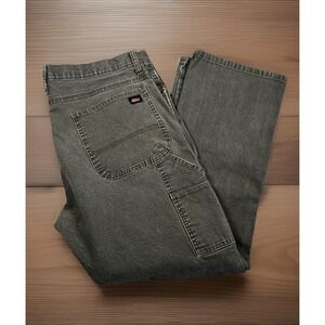 Dickies Carpenter Jeans Men's 38x31 Green Tough Denim Cotton Workwear